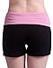 HDE Women's Maternity Yoga Shorts Stretch Pregnancy Shorts Fold Over Waistband (Black and Pink, X-Large)