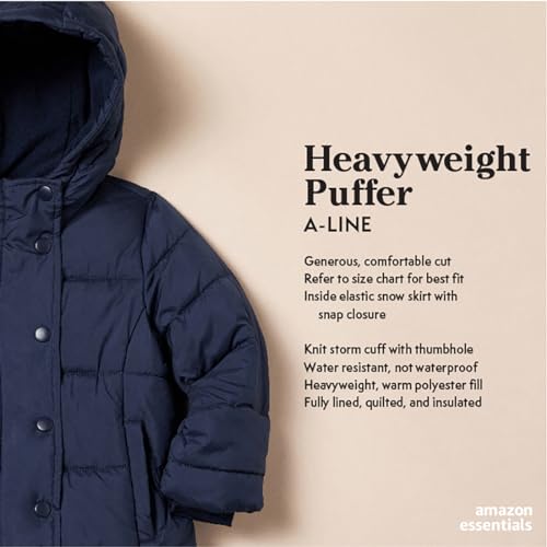 AMAZON ESSENTIALS TODDLER GIRLS’ HEAVYWEIGHT HOODED PUFFER JACKET, METALLIC SILVER, 2T