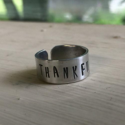 Quote Ring - Thankful - Adjustable - Choose Your Metal - Jewelry