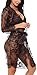 XYlove Women's Sexy Lace Long Robe Lingerie Set(4 pieces)(Black-M)