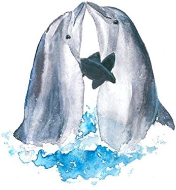 Dolphin art #A059. Dolphin wall art (8x10).Dolphin painting.Dolphin artwork.Dolphin pictures.Dolphin wall decor.Pictures of dolphins.Sea animal art.