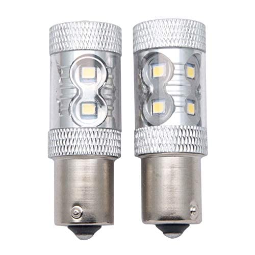 MASO 12V 1156 LED Brake Light Bulbs with Projector Lens BA15S P21W 6000K White Super Bright Canbus Error Free Backup Reverse Lights, Brake Lights, Tail Lights (Pack of 2)