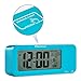 Alarm Clock, Time Date Temperature Display , Snooze, 3 Groups Alarm Time, Weekday Alarm Settings, Built-in Rechargeable Lithium Battery Operated (Blue)
