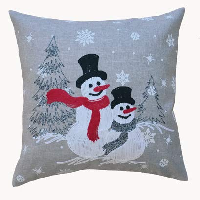 Raebel Cushion Cover 40 x 40 cm Embroidery Snowman Grey/Red/White