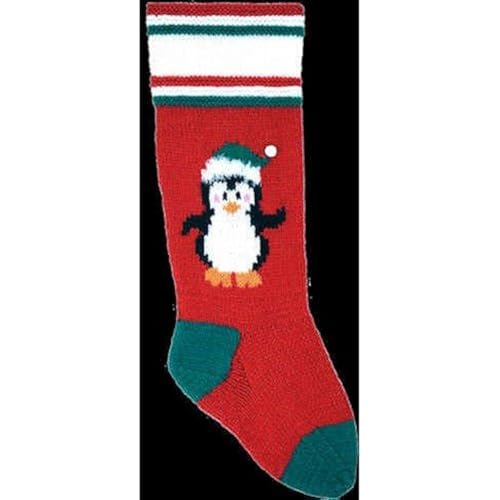 DooLallies Christmas Stockings Kits for Knitting Pengiun (Red)