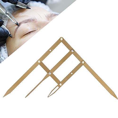 Tattoo Eyebrow Ruler, Microblading DIY Ruler Calipers Microblading Supplies Shaper Ruler Golden Ratio Makeup Symmetrical Tool Accessory(Gold)