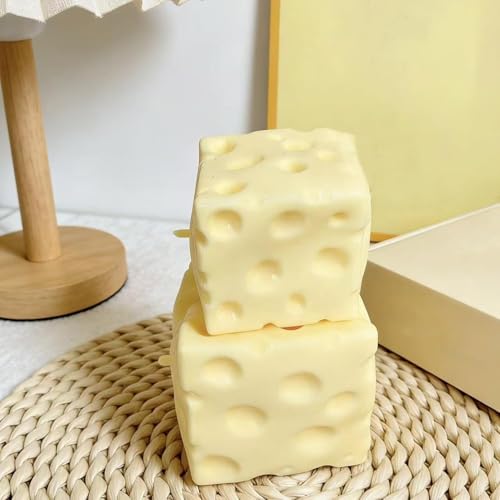 SLEEPHEAD® Cheese Squishy Stress Ball 7cm ，Cute Cheese Block Fidget Toy for Anxiety Relief Soft Silicone ，Squeeze Cheese Squishy Toy for Adults Teens Desk Decor & Party Favor