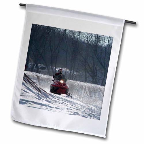 3dRose Snow Mobile Rider - Garden Flag, 12 by 18"