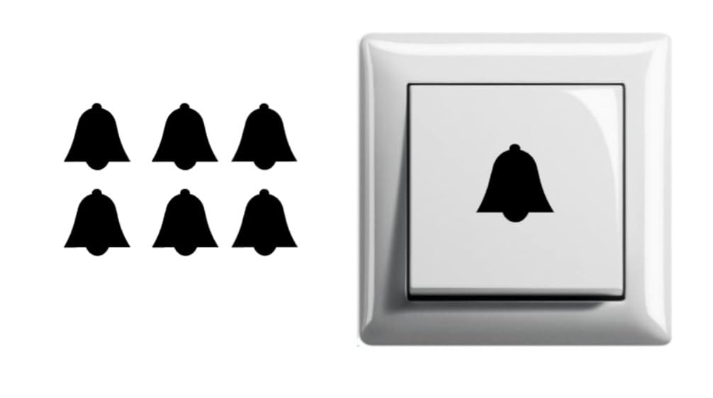 Pack of 6 Bells Sticker Symbol Sticker Decal (RPMs4/1) (Black, 10 mm)