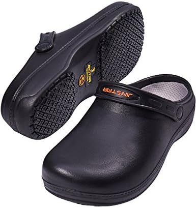 JinStar Unisex Black Non Slip Chef Shoes Slip Resistant Work Clogs for Kitchen Men Women