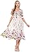 Wantdo Women's Casual Floral Dress V Neck Short Sleeve Slim Fit Long Dresses