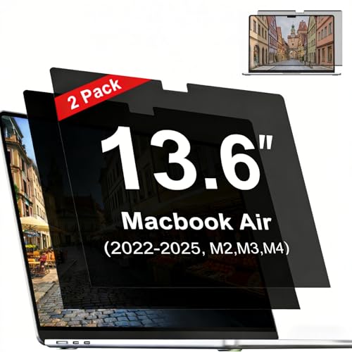 Ssumght [2-Pack] Magnetic Privacy Screen for Macbook Air 13.6 & 13 Inch (2022-2025, M2, M3, M4, Pro, Max), Removable Laptop Screen Privacy Shield, Anti Blue Light Glare Filter for Mac Air 13.6" Laptop