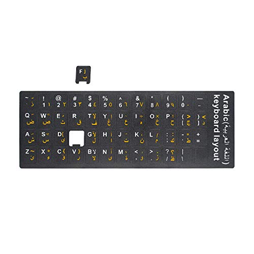 2PCS Pack Transparent Arabic Keyboard Stickers, Arabic Keyboard Replacement Sticker with Transparent Background and Blue Lettering for Computer Notebook Laptop Desktop Keyboards