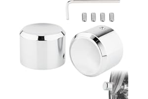 EAGWINGER Front Axle Nut Covers CNC Black Chrome Caps Compatible with Harley Davidson Touring Sportster Trike Dyna Softail Street Glide Road King Iron 883 Fat Boy 2002-2024 (Concave Chrome)