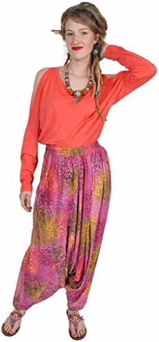 Sunheart Clothing Women's Sharwal Harem Genie Pant Batik O/S Agni Fire
