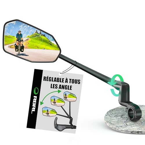 RBRL Bicycle Rearview Mirror, Anti-Fall Cycling Mirror, Stable, Oversized Mirror Not Easy to Lock, Handlebar Mirror Accessory (Left)