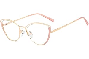 kachawoo Cat Eye Glasses Frame Women Full Metal Blue Light Blocking Glasses Optical Black