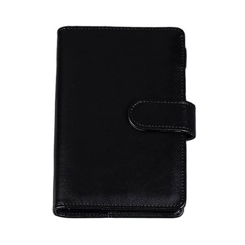 A5 PU Leather Ring Binder, 6 Round Rings Refillable Notebook Binder for A5 Filler Paper, Spiral Journal Travel Writing Notebook Diary Binder Cover,Black