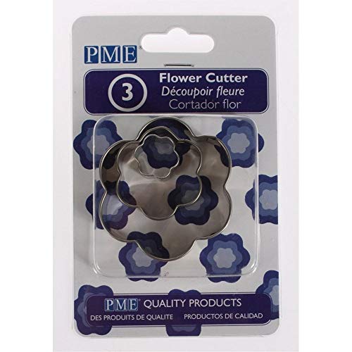 PME Stainless Steel Flower Cutters, Set of 3,Silver,6 x 1.2 x 6 cm