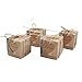 Kaptin 50 Pack Candy Favor Boxes Vintage Kraft Bonbonniere with Burlap Twine, Love Heart Imitation Bark Gift Bag for Wedding Birthday Bridal Party Shower Decoration