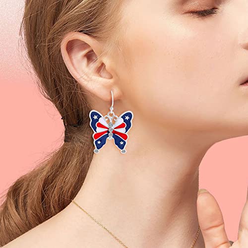 American Flag Earrings 4th of July Patriotic Dangle Earrings Star Drop Earrings for Women Girls Independence Day Gift Accessories