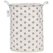 Sea Team 19.7 Inches Large Sized Waterproof Coating Ramie Cotton Fabric Folding Laundry Hamper Bucket Cylindric Burlap Canvas Storage Basket with Stylish Polka Dot Design (19.7
