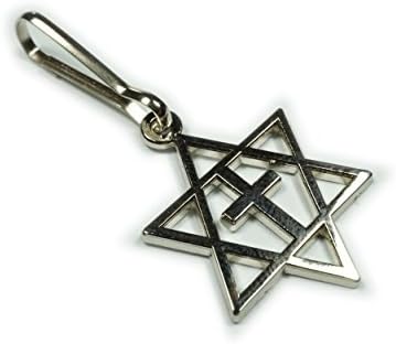 Messianic Cross Nickel Star of David Jews for Jesus Israel Backpack Jacket Bag ZIPPER PULL CLIP