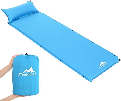 Self-Inflating Sleeping Pad with Separate Self-Inflating Pillow by AToutdoors - Lightweight Mat, Waterproof, Non-slip, L78.7”, W25.6”, H1.6” – for Backpacking, Camping, Fishing, Climbing