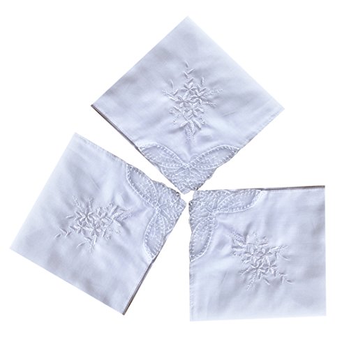 Ladies / Womes White Embroidery Cotton Handkerchiefs Wedding Hankies
