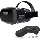 VR Headset KAMLE Virtual Reality Headset -for iPhone X/7/6s/6+/6/5, Samsung, Huawei, Google, Moto &amp; All Android Smartphone With Magnetic Front Cover, Adjust Strap &amp; With Remote Controller