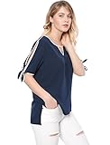 Allegra K Women's Short Sleeve V Cut-Out Front Contrast Color Bow Tie Cuffs Top