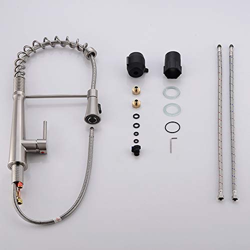 Hotis Stainless Steel Single Lever Handle Pull Down Sprayer Kitchen Faucet, Kitchen Faucets Brushed Nickel Finish - Thumbnail 6