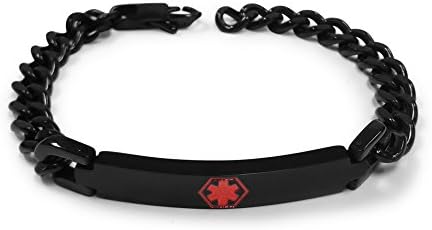 Free Engraving- Stainless Steel Polished Medical Alert ID Tag Identification UNISEX Bracelet - MEDI.D 58
