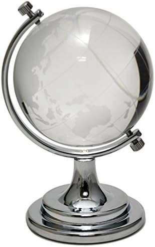 Crystal Castle Glass Earth Globe With Display Stand (Silver)