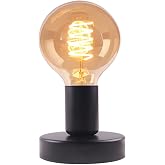 YKCGG Industrial Table Lamp Base,Small Polished Metal Desktop Light Sockets Base Only,Vintage E26/E27 Edison Screw Light Bulb Holder Base,with 6ft Cord Switch Plug Bulb Base Holder（Black）