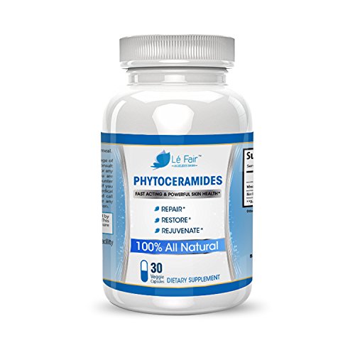Phytoceramides Capsules - Hair Skin & Nail Vitamins - Vegetarian Rice and Wheat Germ Phytoceramide Pills - Repair & Restore Hair Skin Nails, & Eye Lashes - 30-Count Vegan Plant Derived