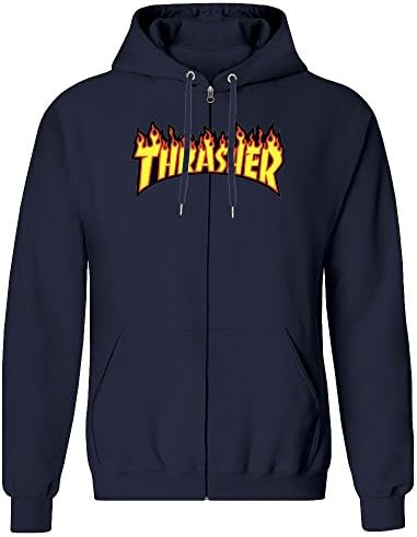Thrasher Zipper Hoodie for Men - 100% Soft Cotton - High Quality DTG Printing - Custom Printed Mens Clothing
