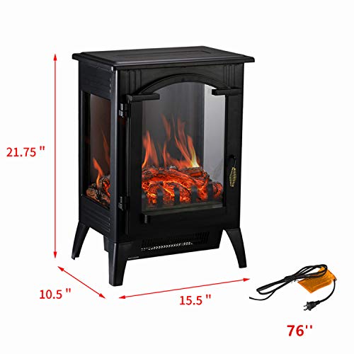1500W Electric Infrared Fireplace Stove Heater With 3D Realistic Flame Effect