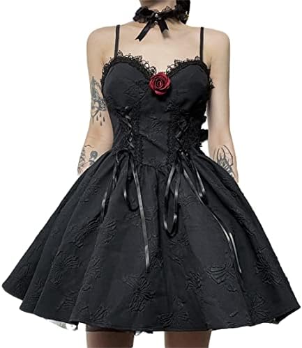 midi goth dress sleeveless lace up v neck Amazon.com: Womens Velvet Mini Dress Sleeveless V Neck Cute Party Gothic Lace Dress Halloween A-Line Dresses Small : Clothing, Shoes & Jewelry