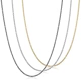 FIBO STEE 1.5MM Stainless Steel Womens Necklace for Girls Cable Chain Necklace Set,24 inches