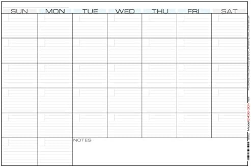 24" x 36" Large Wet Erase - 1 Month Wall Calendar - Laminated Horizontal Planner (2436-30h)