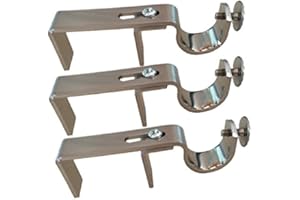 THE NONO BRACKET COMPANY NONO Bracket - Outside Mounted Blinds Curtain Rod Bracket Attachment (Satin Nickel, Set of 3)