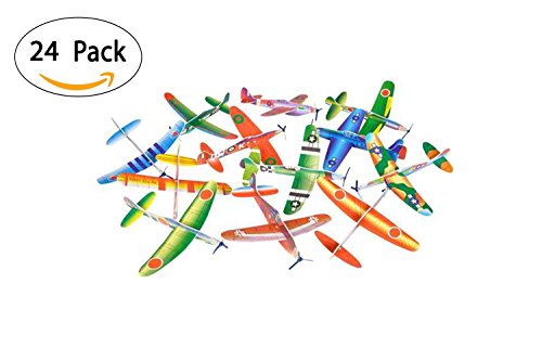 24 Pack 8 Inch Glider Planes - Birthday Party Favor Plane, Great Prize, Handout / Giveaway Glider, Flying Models, Two Dozen
