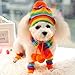 Pet Clothes Sweater Puppy Pet Dog Cat Winter Warm Costume 6Pcs/Set Striped Knitted Cap Socks Scarf S