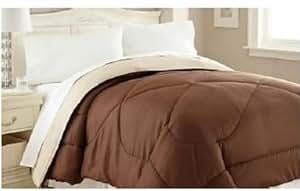 Amazon.com: Reversible Solid Color Comforter, Brown ...