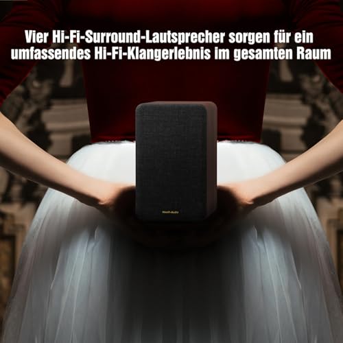 Flagship Real 5.1.4 HiFi Soundbar for TV Devices with Dolby Atmos, 900 W Home Cinema Surround Sound System, Centre Speaker with 4 Surround Speakers, 25 Hz Subwoofer, HiFi Crossover, eARC