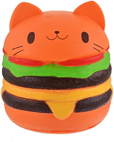 yubinyu 1pcs Soft Burger Cat Hand Wrist Toy Cream Scented Slow Rising Stress Relief Squeezing Toys