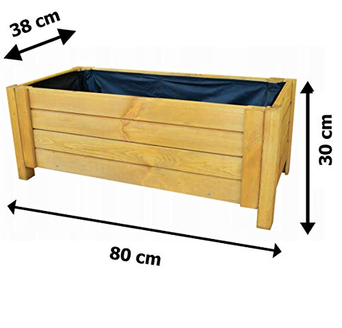 BOGATECO Pflanzkasten Pflanzkübel aus Holz | 80 x 38 cm | Eiche Braun | Blumen-Topf Perfekt für Garten, Terrasse & Balkon | Stabile und Robuste Konstruktion | Imprägniert | Mit Agro-Textil – Bild 3