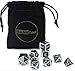 Harbor Loot Full Metal Black and Silver Polyhedral Dice Set Includes Extra D6
