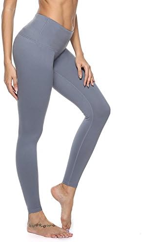 Crafeel High Waisted Yoga Pants Fitness Exercise Workout Running Yoga Leggings For Women Ladies (Grey S)